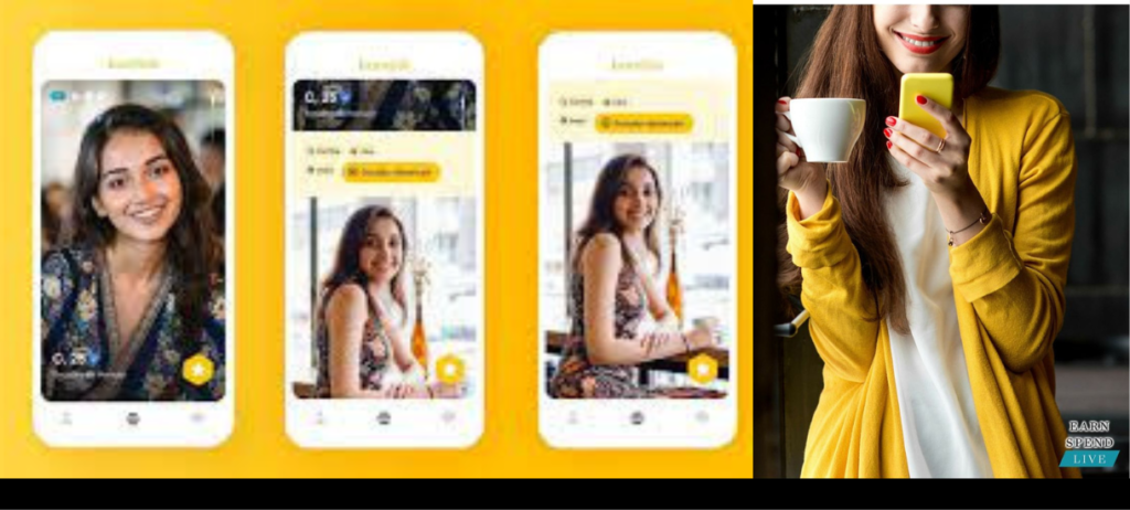 A photograph of a happy couple on a date, with the Bumble logo in the corner of the image. Text: "Swipe right to find your perfect match on Bumble!"
An illustration of a woman making the first move on Bumble, with the words "Gender-flipping the dating game" written underneath. Text: "Take control of your love life with Bumble!"